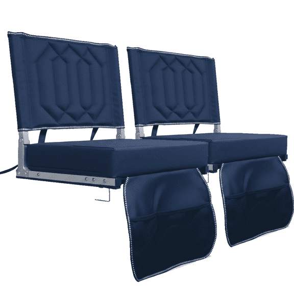 FREESKY 2-Pack Stadium Seats for Bleachers, 2.8" Extra Thick Padded Cushion & Back Support, 380lbs Load Capacity, Portable Foldable Sports Chairs with Storage Pocket, Blue