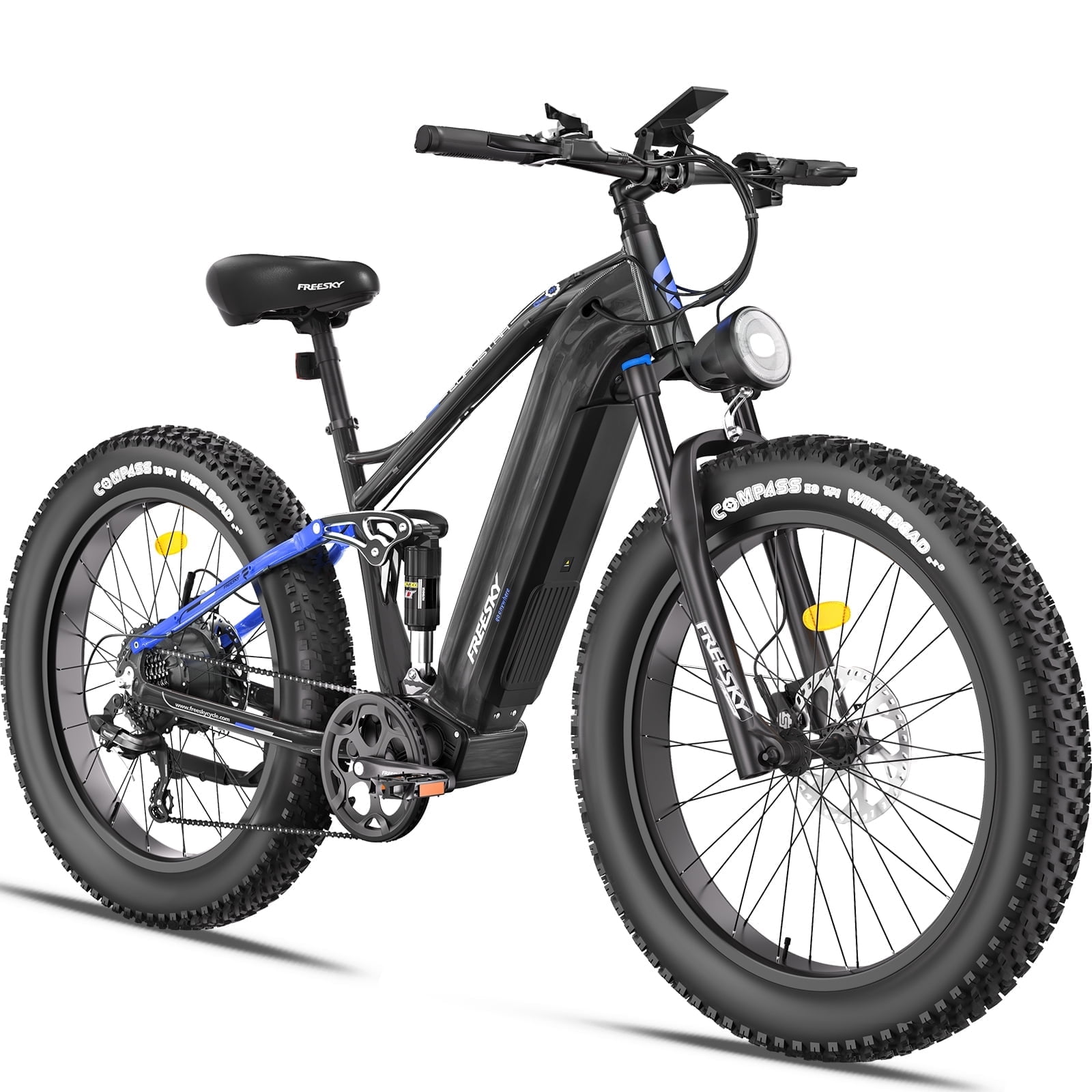 FREESKY 2000W Electric Bike for Adults, 48V 25Ah Removable Battery 37MPH 95Miles, 26" Fat Tire Full Suspension All-Terrain Mountain Bike, UL2849