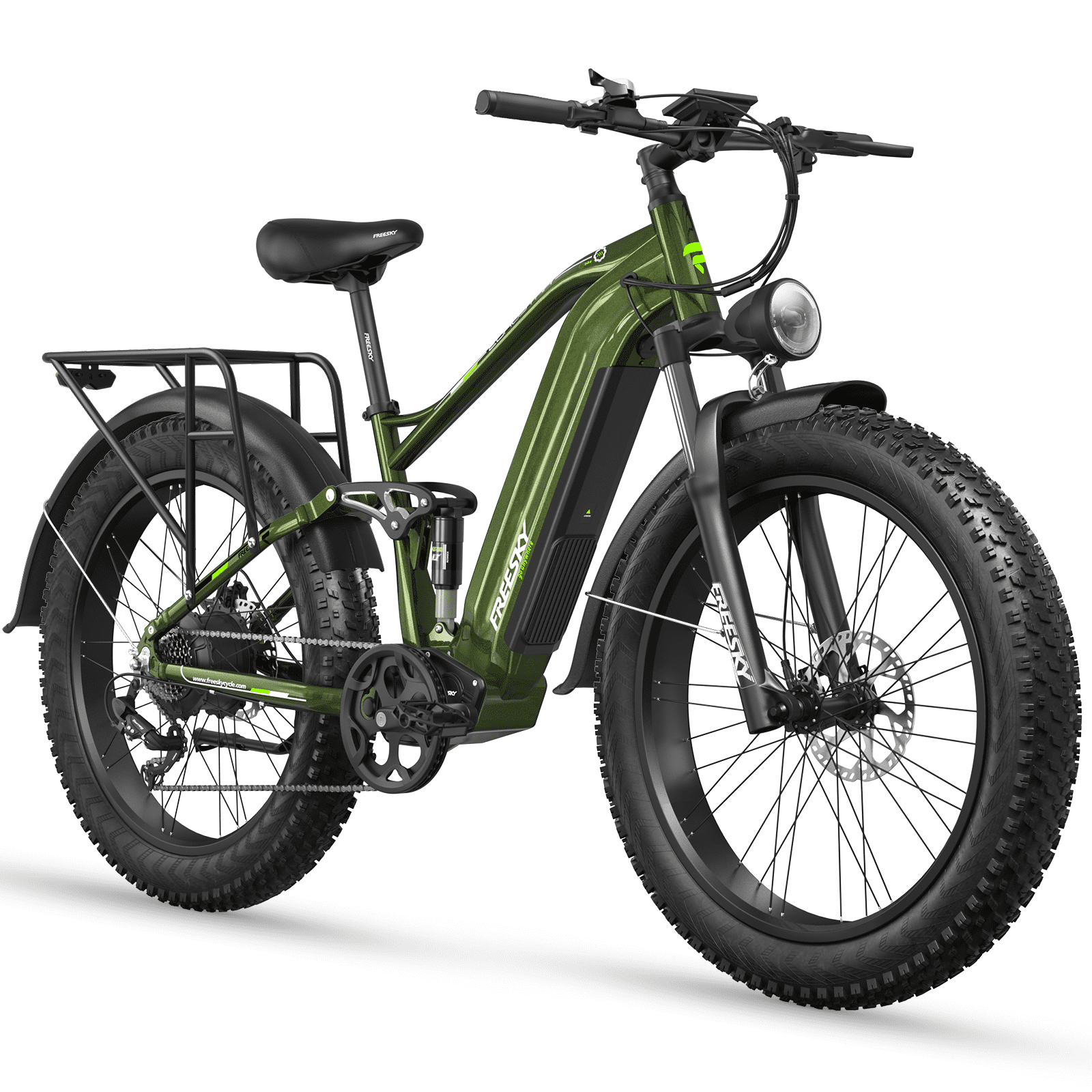 FREESKY 2000W Electric Bike for Adults, 48V 25Ah Removable Battery 37MPH 95Miles, 26" Fat Tire Full Suspension All-Terrain Mountain Bike, UL2849