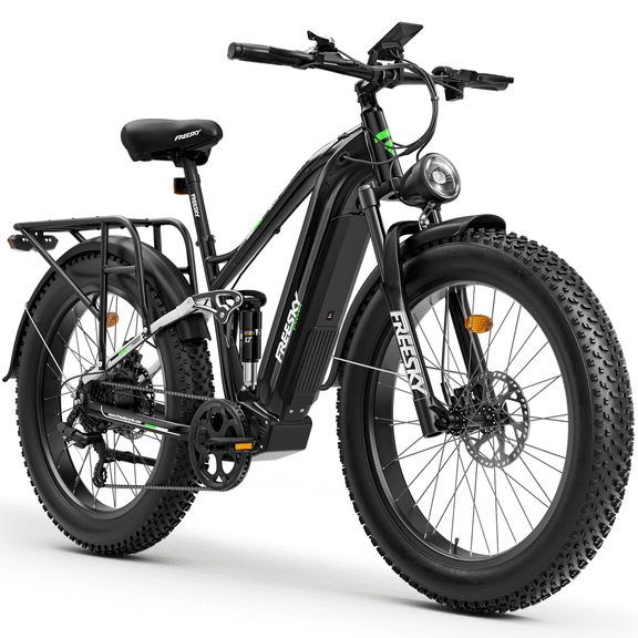 FREESKY 2000W Electric Bike for Adults, 48V 25Ah Removable Battery 37MPH 95Miles, 26" Fat Tire Full Suspension All-Terrain Mountain Bike, UL2849