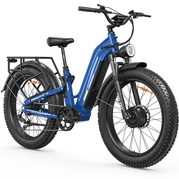FREESKY Ranger AIR Dual Motor 3500W Electric Bike for Adults, 200NM Fast Ebike, 105 Miles Long Range Full Suspension 26" Fat Tire Electric Mountain Bicycle for Hunting Off-Road UL2849