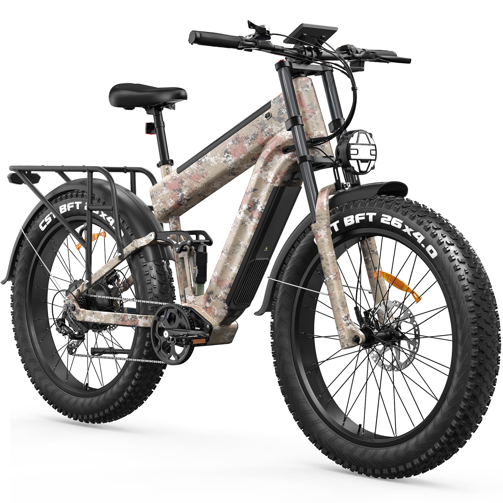 FREESKY 48V 45AH LG Dual Battery Electric Bike, 26" Fat Tire Mountain Ebike, Full Suspension & Hydraulic Brakes UL 2849 Certified by TÜV