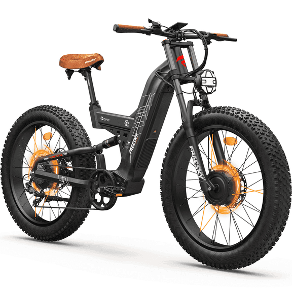 FREESKY 4000W Dual Motor Electric Bike for Adults, 48V 30AH LG Cells Battery 120Miles Range, 40MPH AWD Fast E-Bike, 26" Fat Tire Full Suspension Electric Mountain Bike, UL2849 Certified by TÜV