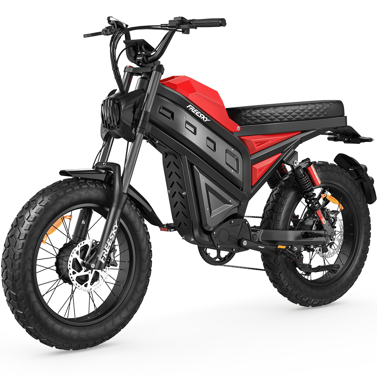 FREESKY 48V 60AH 200 Miles Long Range Dual Motor Electric Bike for Adult, 20" Fat Tires Full Suspension AWD All Terrain Ebike