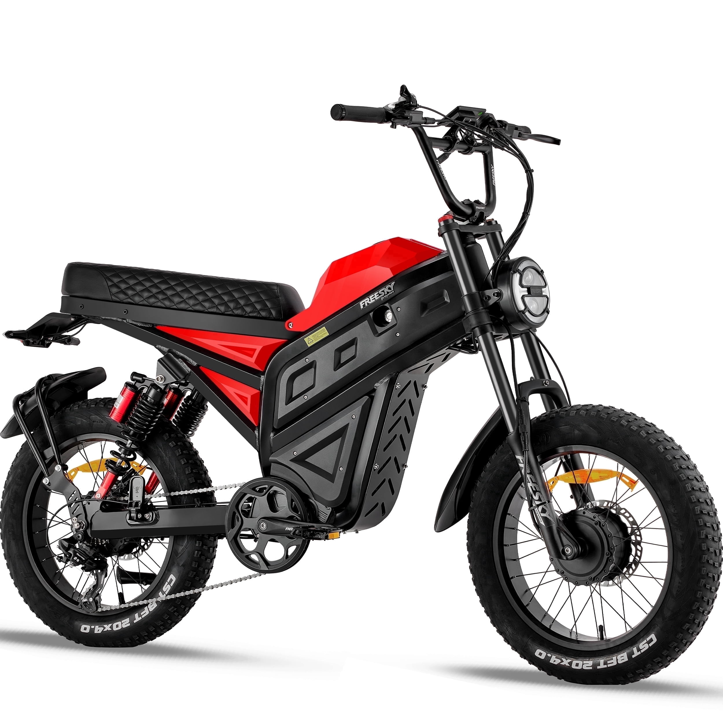 FREESKY 4000W Dual Motor Electric Bike for Adult, 2880WH 60AH Battery 38MPH 200 Miles, 20" Fat Tires Full Suspension AWD All Terrain Moped