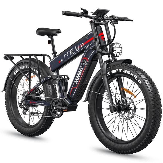FREESKY 48V 45AH LG Dual Battery Electric Bike, 26" Fat Tire Mountain Ebike, Full Suspension & Hydraulic Brakes UL 2849 Certified by TÜV