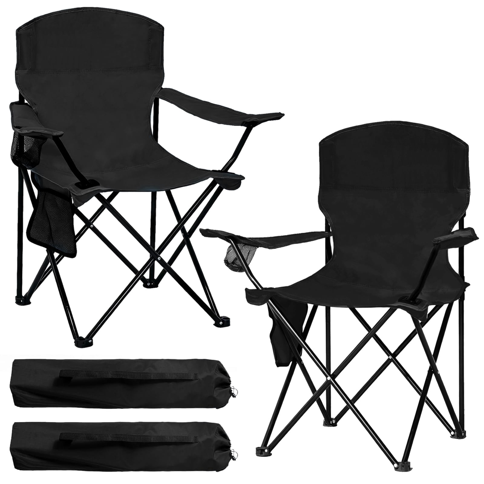 FREESKY Camping Chair 2 Pack Outdoor Folding Chairs with Cooler Bag ...