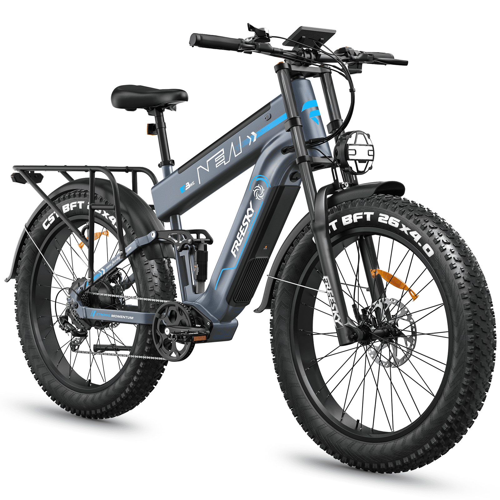 FREESKY 48V 45AH LG Dual Battery Electric Bike, 26" Fat Tire Mountain Ebike, Full Suspension & Hydraulic Brakes UL 2849 Certified by TÜV