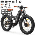 thumbnail image 1 of FREESKY Dual Motor 60V 30Ah LG Battery 120Mile 260NM Electric Mountain Bike for Adults, Full Suspension,26" Fat Tire All Terrain,Off-Road Ebike, 1 of 6