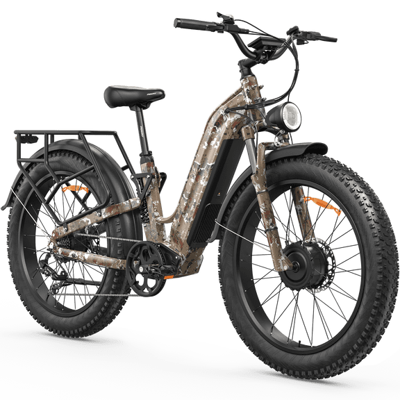 FREESKY Ranger AIR Dual Motor Electric Bike for Adults, 3500W 200NM Fast Ebike,105Miles Long Range E Bike,Full Suspension Electric Mountain Bike, 26'' Fat Tire Electric Bicycle for Man Womens Hunters