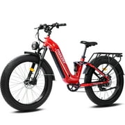 FREESKY Wild Cat Pro Electric Bike for Adults 48V 20 AH Samsung Cells Battery Ebike up to 45-90miles Long Range, 26''*4.0 Fat Tire Step-Thru E-Bike, Full Suspension Electric Bicycle for Women/Men