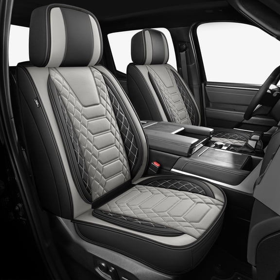 Freesoo Custom Fit Leather Seat Covers for 2022-2026 Toyota Tundra Full Set, Black Gray