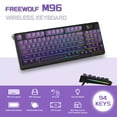 thumbnail image 1 of FREEWOLF M96 Wireless Gaming Keyboard Creamy Membrane with Rainbow Backlight,Media Knob,LCD Screen,Dual Mode-Bluetooth/2.4Ghz,Ball Shape PBT Keycap 94 Key..., 1 of 1