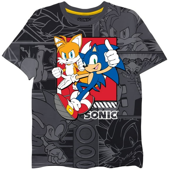 FREEZE Sonic The Hedgehog Big Boys T Shirt Charcoal