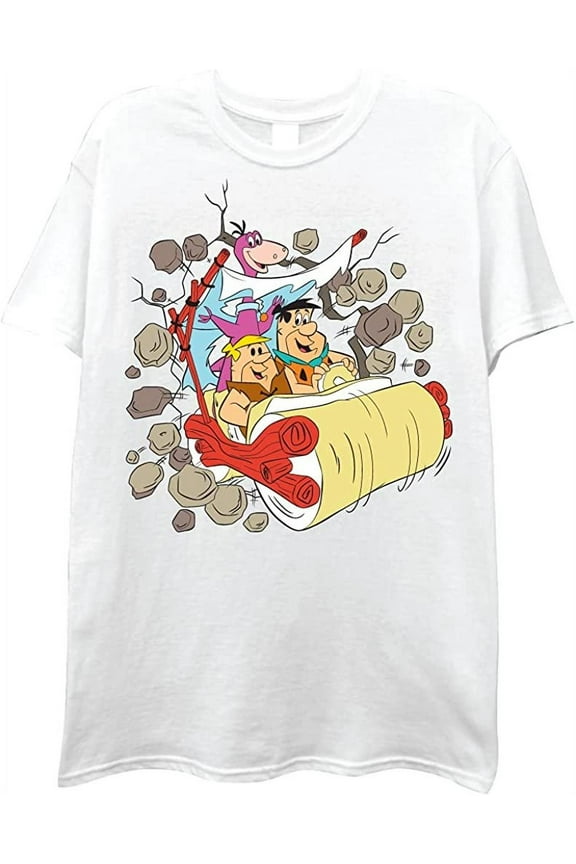 FREEZE The Flintstones Mens Short Sleeve T-Shirt - Fred Flintstone, Barney Rubble and Dino