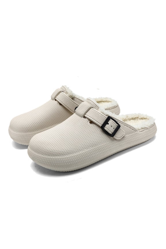 Unisex Lined Clogs Thick Sole Slides Slippers Non-Slip Pillow Slippers