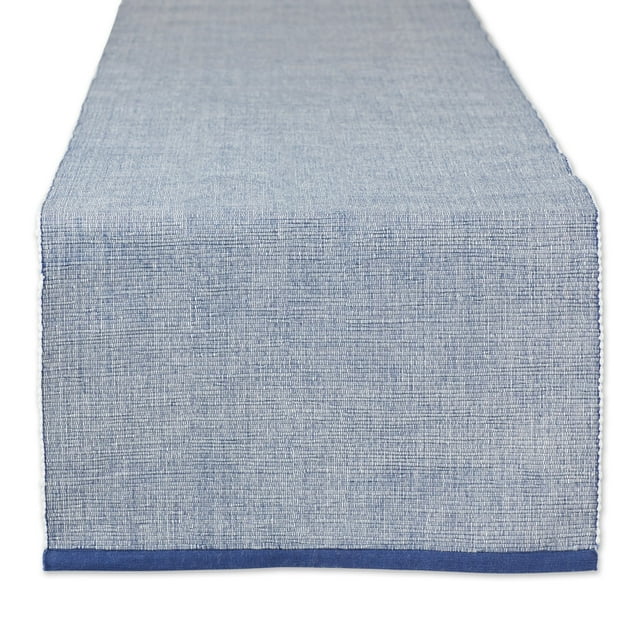 FRENCH BLUE ECO-FRIENDLY CHAMBRAY FINE RIBBED TABLE RUNNER 13x72