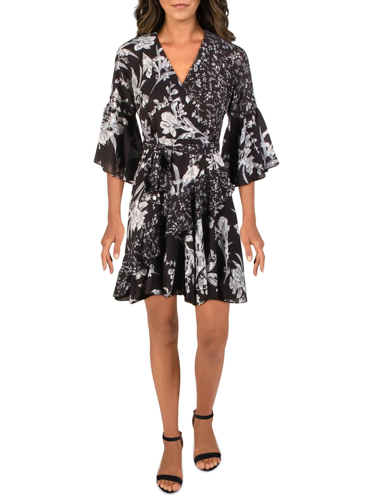 French Connection Womens Faux-Wrap Floral Mini Dress Navy 0 - Walmart.com