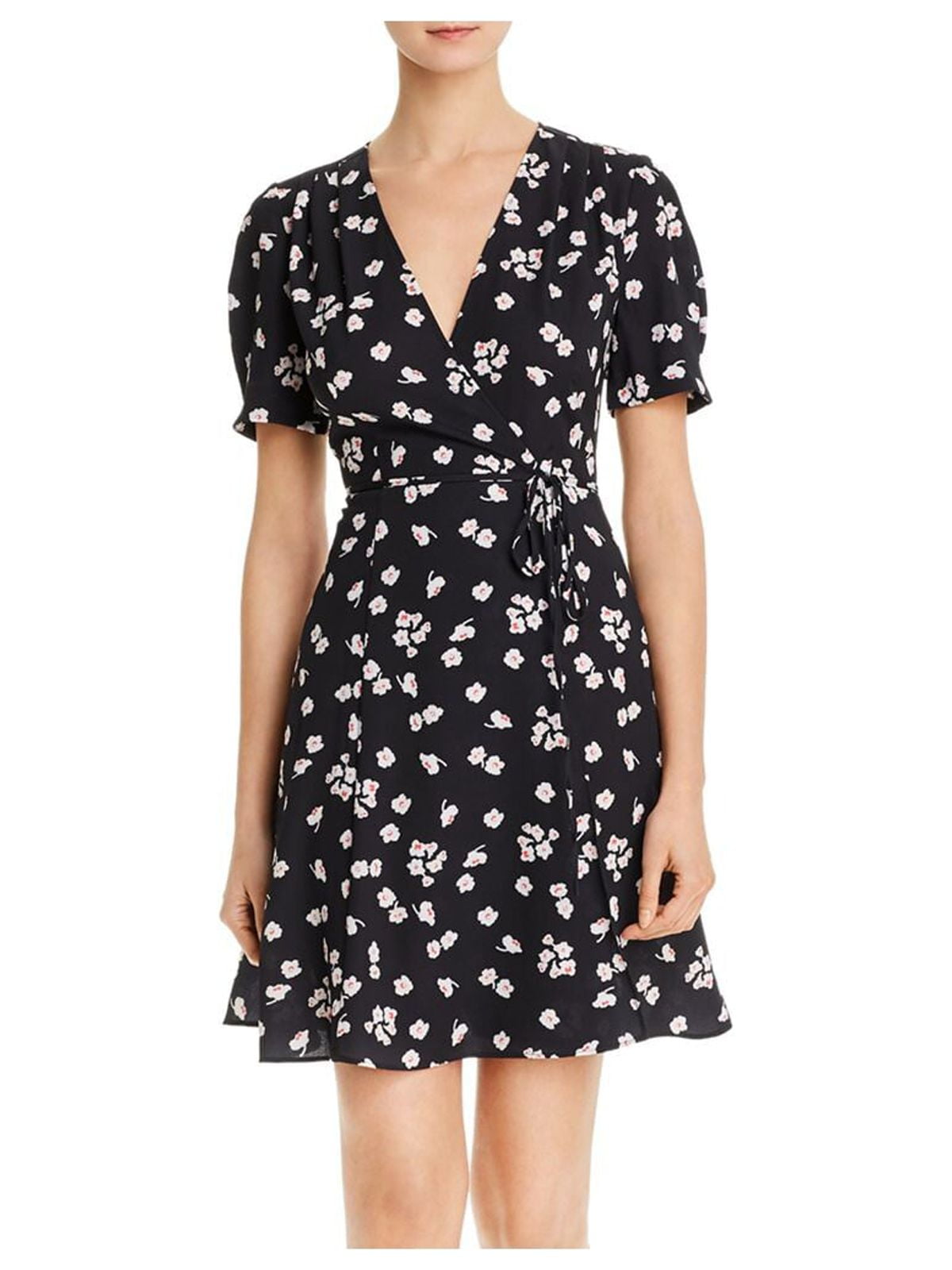 FRENCH CONNECTION Womens Navy Floral Short Sleeve V Neck Short