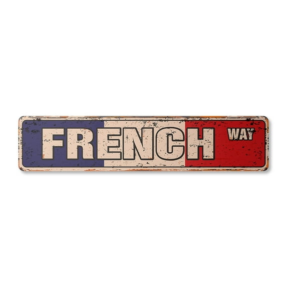 FRENCH FLAG Vintage Plastic Street Sign france national nation pride country | Indoor/Outdoor | 36" Wide
