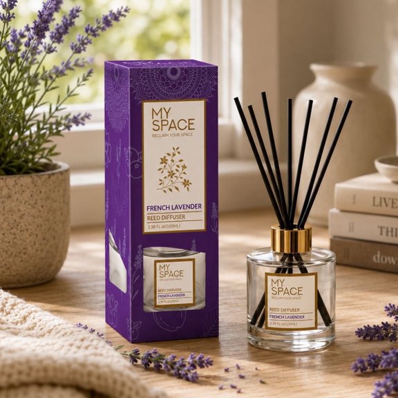 Reed Diffuser Set with Sticks, 3.7 fl oz, French Lavender Scented Home Fragrance