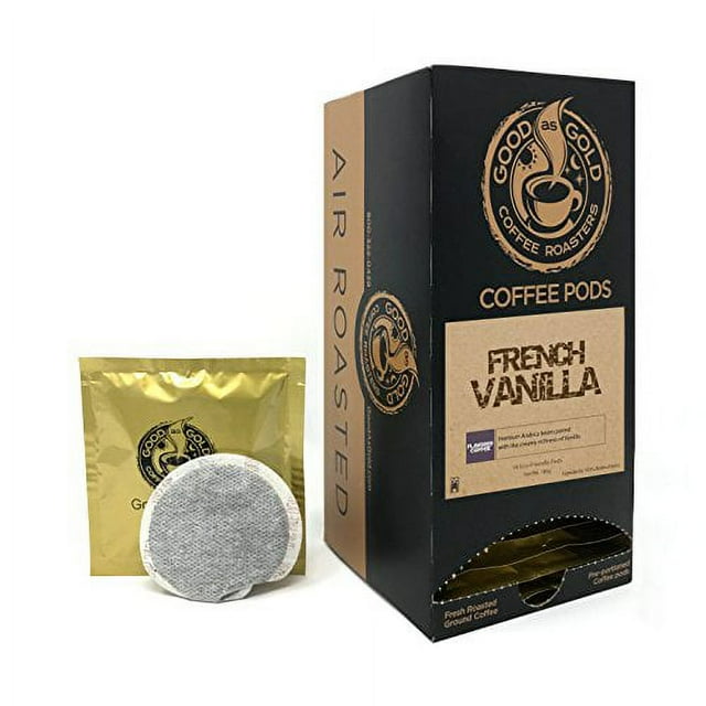 FRENCH VANILLA COFFEE PODS, Good As Gold Coffee, (18 Pods) works in Senseo & Hamilton Bean