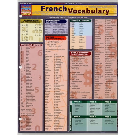QuickStudy BarChart: French Vocabulary
