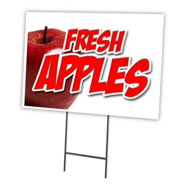 FRESH APPLES 18"x24" Yard Sign & Stake | Advertise Your Business | Stake Included Image On Front Only | Made in The USA