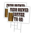 thumbnail image 1 of FRESH BREWED COFFEE TO GO 2 Pack Of 18" x 24" Yard Sign & Stake | Advertise Your Business | Stake Included Image On Front Only | Made in The USA, 1 of 3