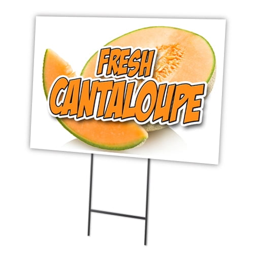 FRESH CANTALOUPE 12"x16" Yard Sign & Stake outdoor plastic  window | Advertise Your Business | Stake Included Image On Front Only | Made in The USA