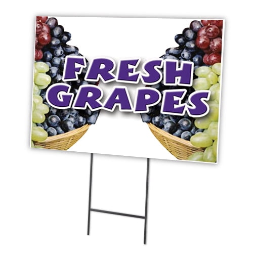 FRESH GRAPES 18"x24" Yard Sign & Stake | Advertise Your Business | Stake Included Image On Front Only | Made in The USA