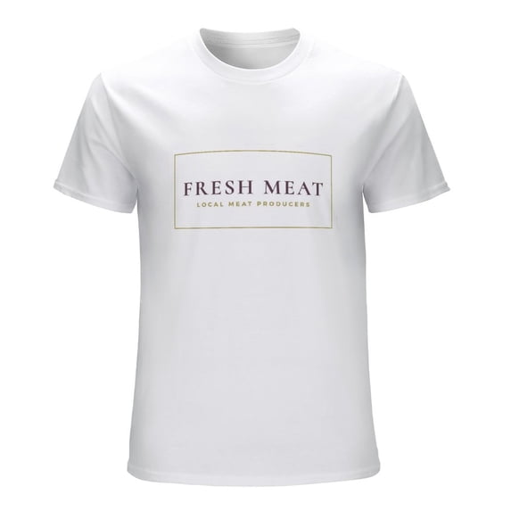 FRESH MEAT Vintage T-shirt Mens Cotton Classic Crewneck Short Sleeve Tees Unisex White 4XL
