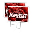 thumbnail image 1 of FRESH RASPBERRIES 2 Pack Of 12" x 16" Yard Sign & Stake outdoor plastic  window | Advertise Your Business | Stake Included Image On Front Only | Made in The USA, 1 of 3