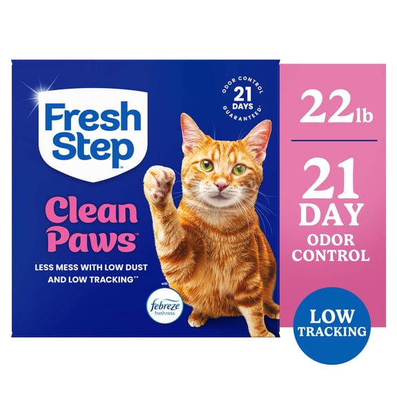 Fresh Step Clean Paws Multi-Cat Clumping Cat Litter, Febreze Freshness Scent, 22 lb Box