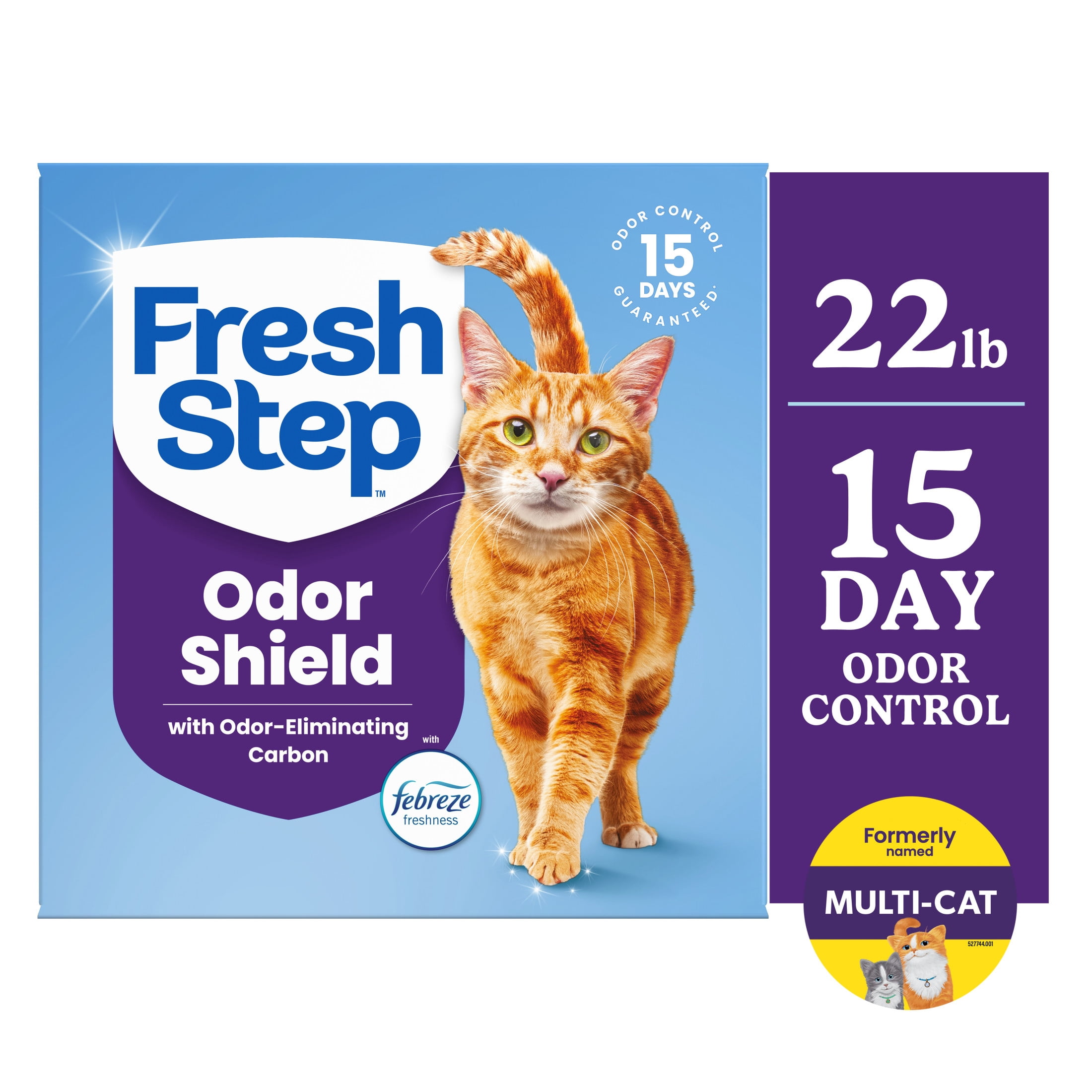 Fresh Step Odor Shield Multi-Cat Clumping Cat Litter, Febreze Freshness Scent, 22 lb Box