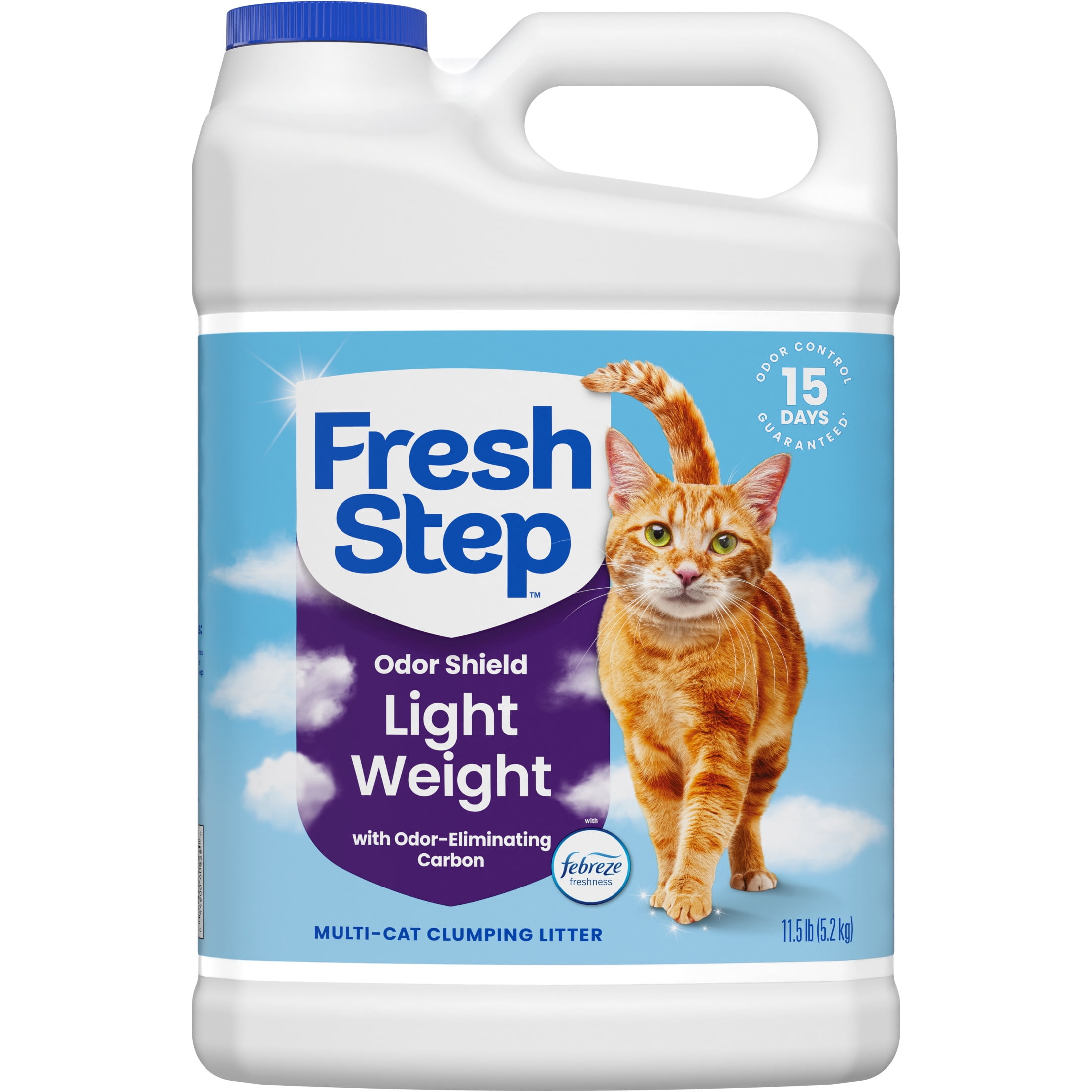 Fresh Step Odor Shield Light Weight Multi-Cat Clumping Cat Litter, Febreze Freshness Scent, 11.5 lb Jug