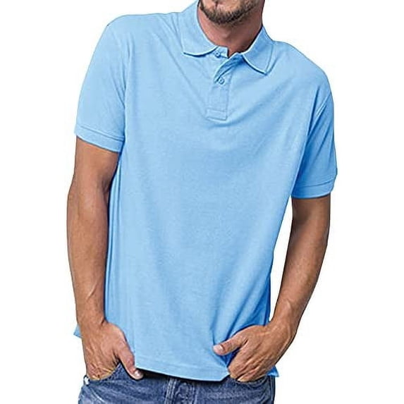 FRESH TEE Men's Short Sleeve Regular Pique Polo Shirt Sky Blue (X-Large)