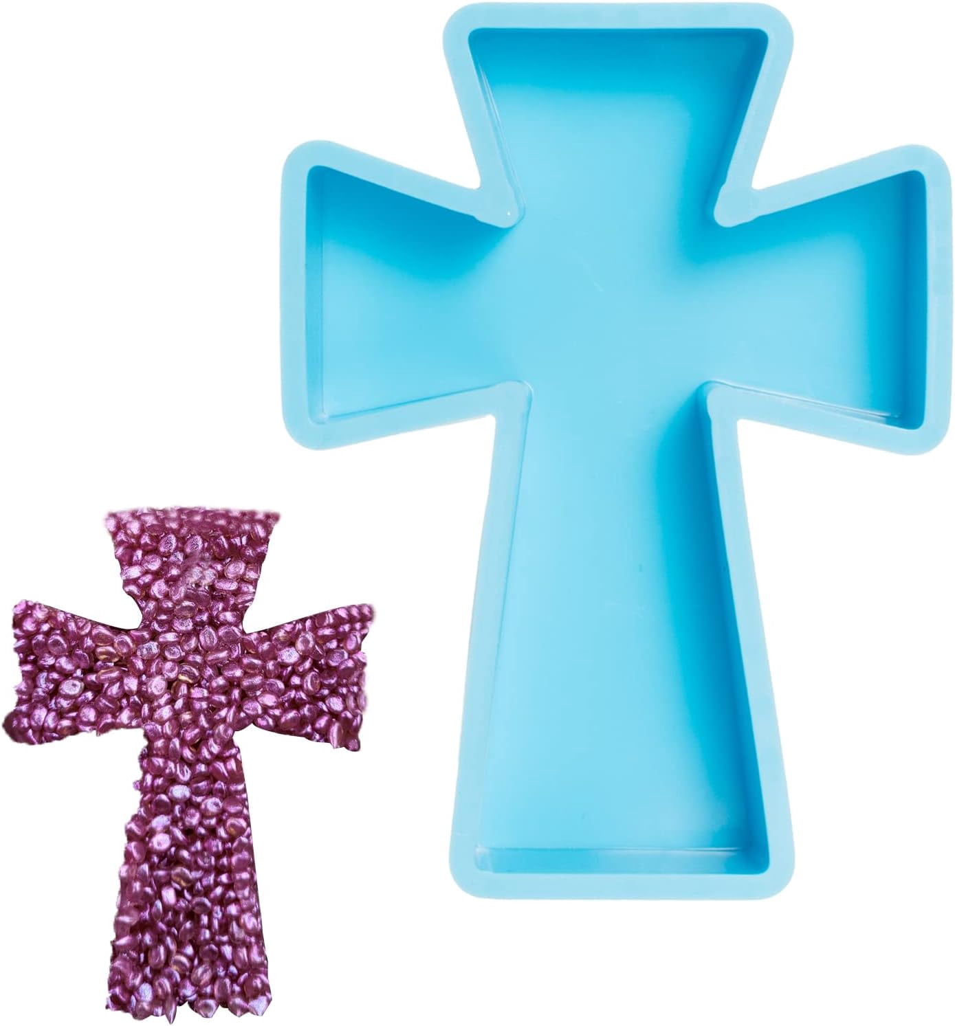 FRESHIE MOLDS Cross Car Freshie Mold, Large Silicone Epoxy Resin Mold For Car Freshener Aroma Beads, Wax Melts, Soap, Candle Making, And Clay Crafts, Cross Shape