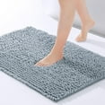 thumbnail image 1 of FRESHMINT Chenille Bathroom Rugs Non-Slip Bath Mat 24'' x 17'', Washable Soft Shower Mat, for Bathroom Floor & Tub Fluffy Shag Bath Rugs, Durable Thick Water Absorbent Shower Rugs, Sky Gray, 1 of 7