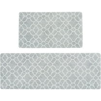 FRESHMINT Kitchen Mat Set of 2, Anti-Fatigue Cushioned Kitchen Mats for Floor, Waterproof Non Slip Comfort Standing Mat, Boho Kitchen Rug for Kitchen Decor, Sink, Office, 17"x30" 17"x47", Stone Gray
