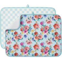 FRESHMINT Printed Dish Drying Mats for Kitchen Counter 2 Pack Absorbent Reversible Drying Mats Microfiber Kitchen Countertop Protector Dishes Drying Pad Extra Large 18"x24" Dish Mat