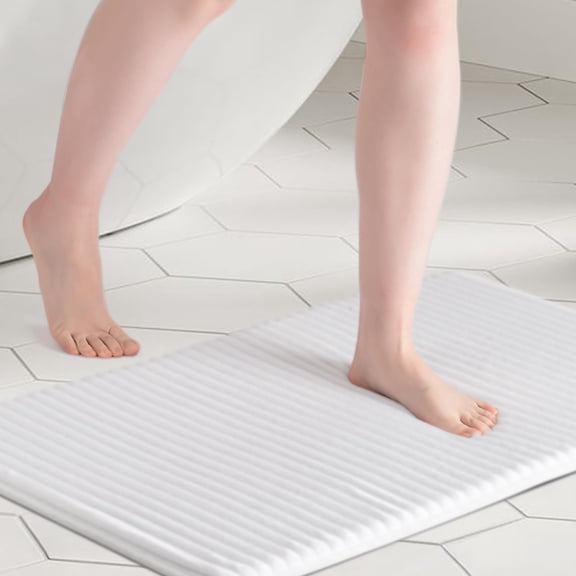 FRESHMINT Ultra Soft Charcoal Infused Memory Foam Bath Mat 20'' x 32'', Bath Rugs for Bathroom Non-Slip, Thick & Water Absorbent Bathroom Rugs, Room Accessories Shower Floor Mat, Washable, White