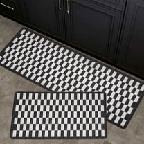 FRESHMINT Vintage Checkerboard Anti-Fatigue Kitchen Mat Set of 2, Cushioned Foam Kitchen Mats for Floor, Waterproof Non Slip Comfort Mat, Modern Kitchen Rug for Kitchen Decor, Sink, Black