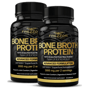 FREZZOR Bone Broth Collagen Protein Capsules Supplements for Joint, Skin, Hair & Nail Support, 180 Capsules, 2 Pack