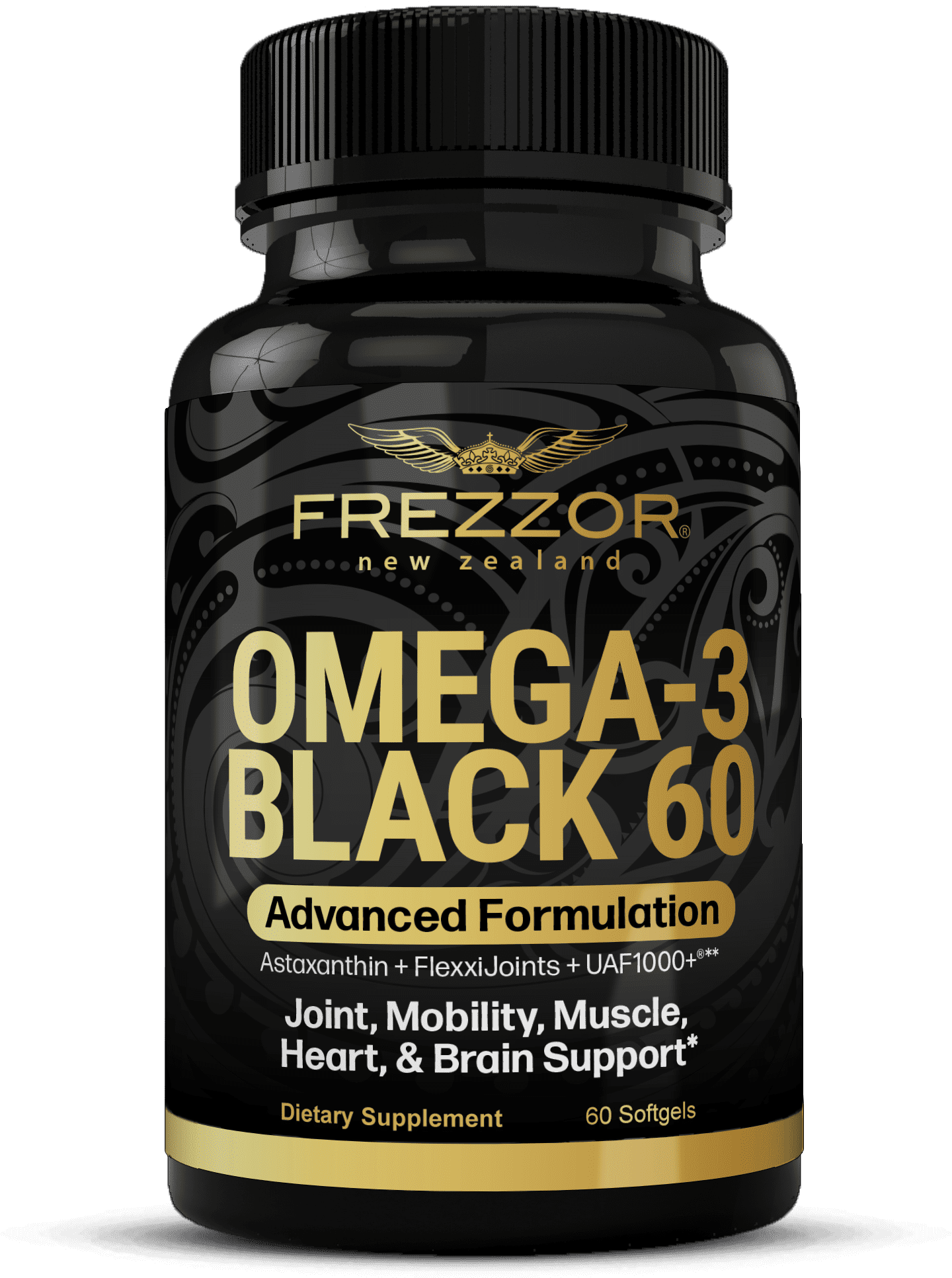 FREZZOR Omega-3 Black – Green-Lipped Mussel Oil, Joint & Heart Health, 60 Softgels, 1bottle