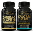 thumbnail image 1 of FREZZOR Omega 3 Black Green Lipped Mussel Oil, 53x Higher potency for Superior Joint Comfort & Mobility, No Fishy Aftertaste, 1 Bottle, 60 Softgels plus 1 Bottle of Calcium Plus, 1 of 6