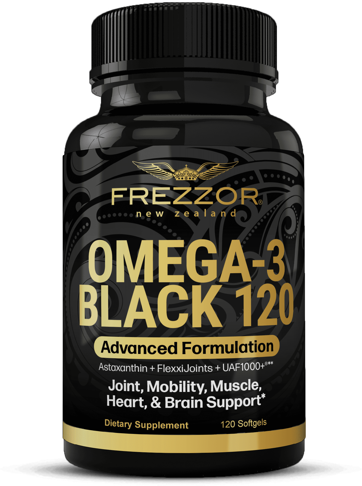 FREZZOR Omega-3 Black – Green-Lipped Mussel Oil, Joint & Heart Health, 120 Softgels, 1bottle