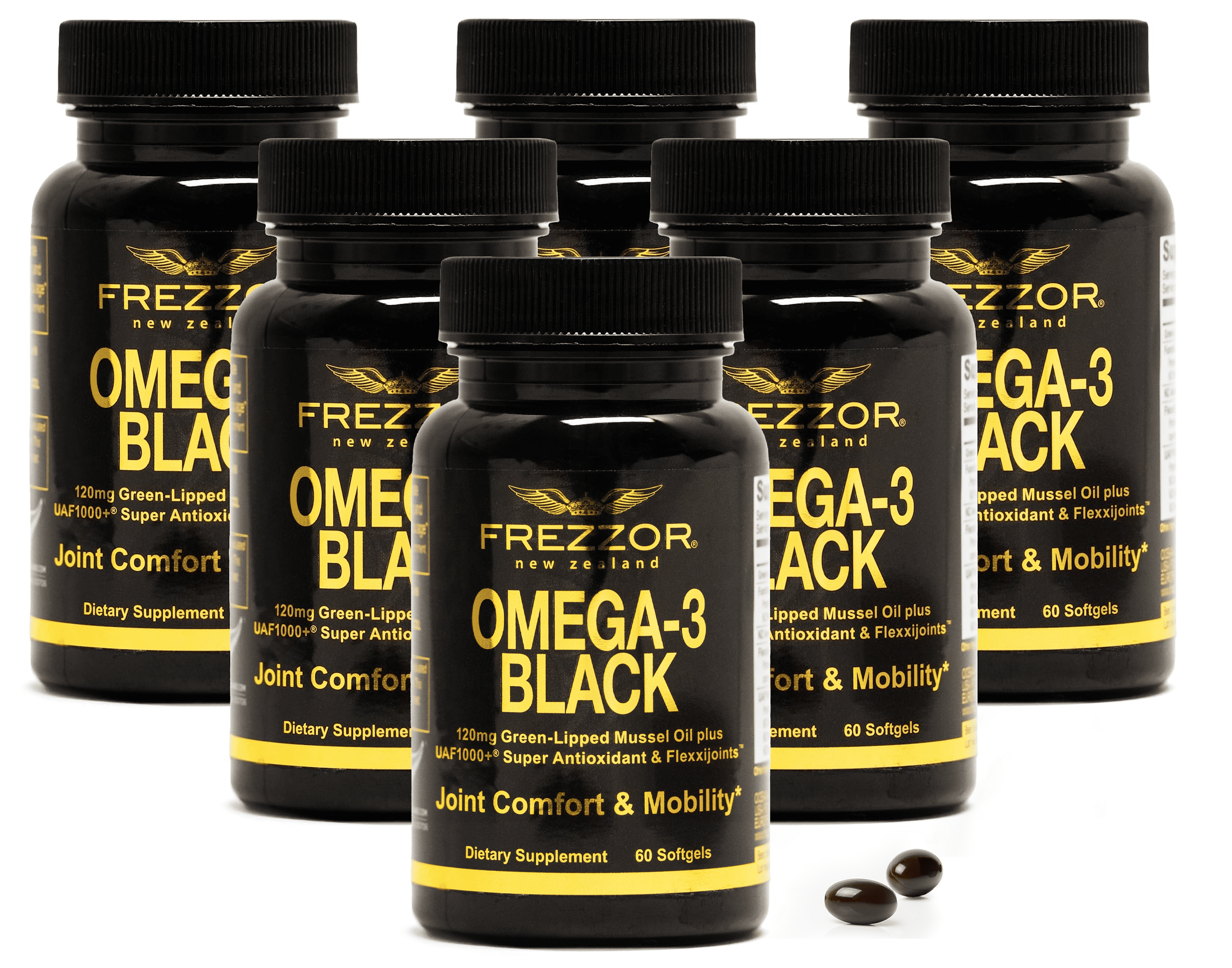 FREZZOR Omega 3 Black Green Lipped Mussel Oil Capsules, Made in New