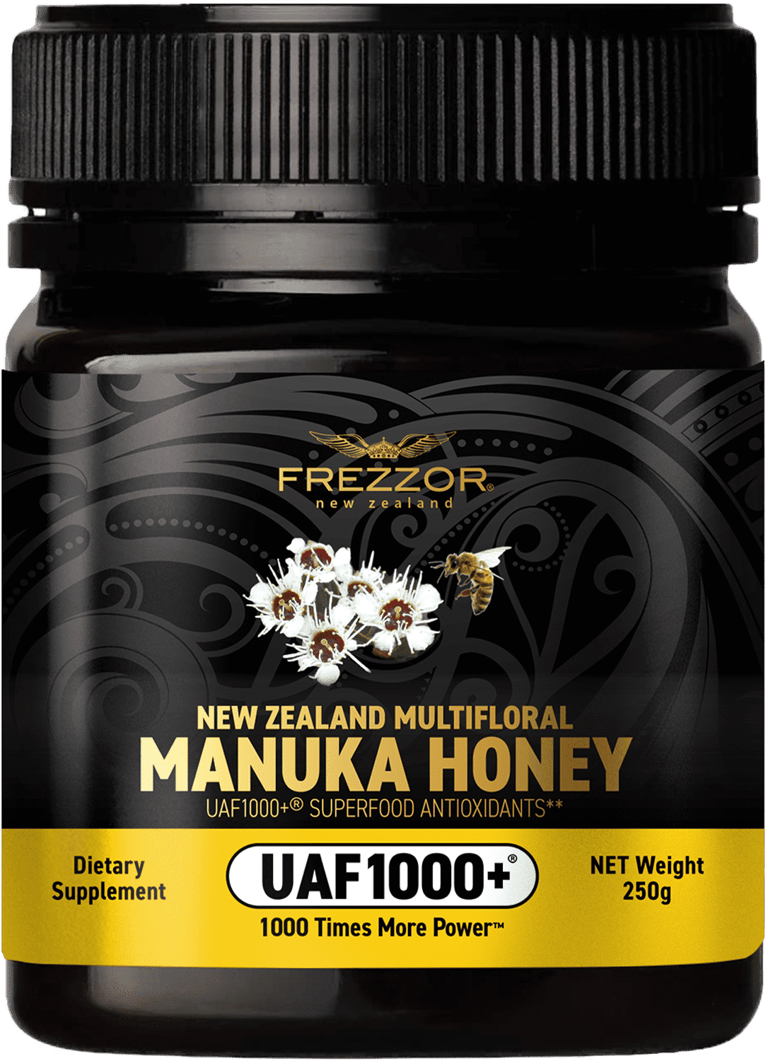 FREZZOR Premium New Zealand Multifloral Wild Manuka Honey, UAF1000+ Super Antioxidant, Winter Immune Support, 1 Jar (8.8oz/250g)
