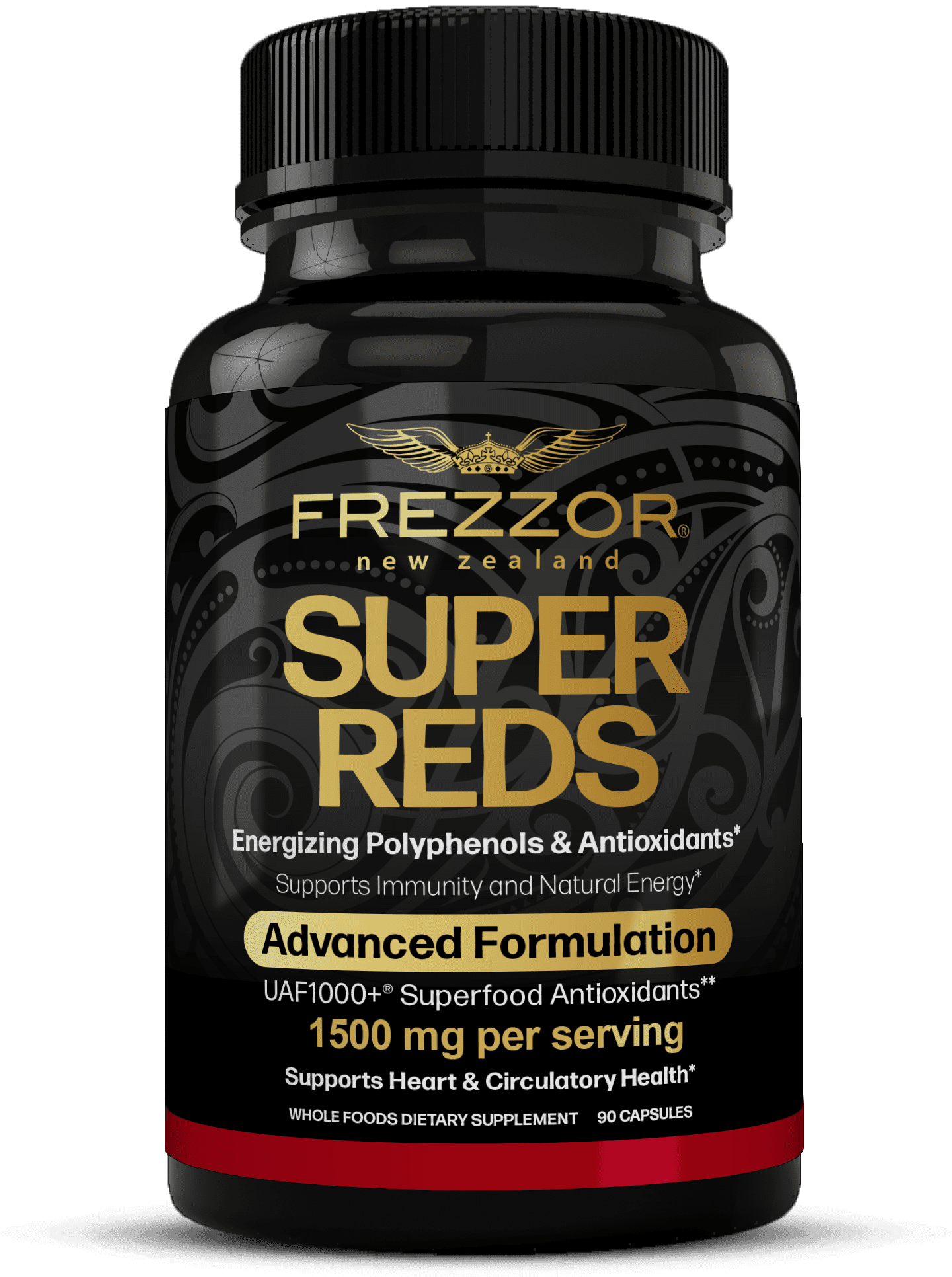 FREZZOR SUPER REDS Capsules, Immune Support & Energy Boost, UAF1000+ Superfood Antioxidants, 1 Bottle, 90 Capsules